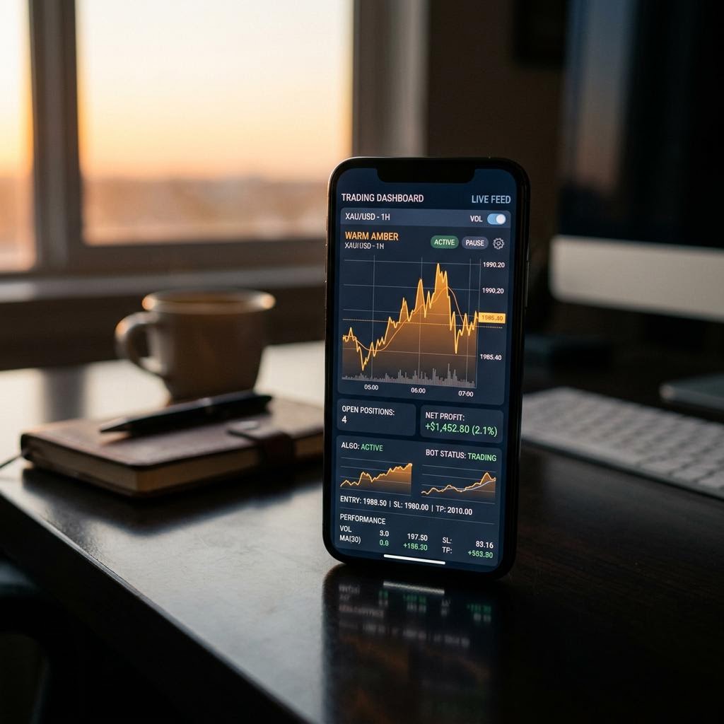 Painel analítico da plataforma Fortunix Finyron em dispositivo móvel